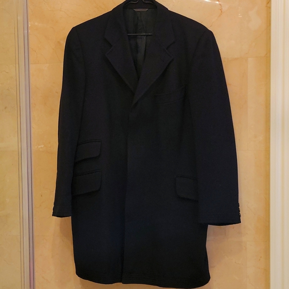 MEN'S ITALIAN COVO NAVY BLUE LONG DRESS COAT